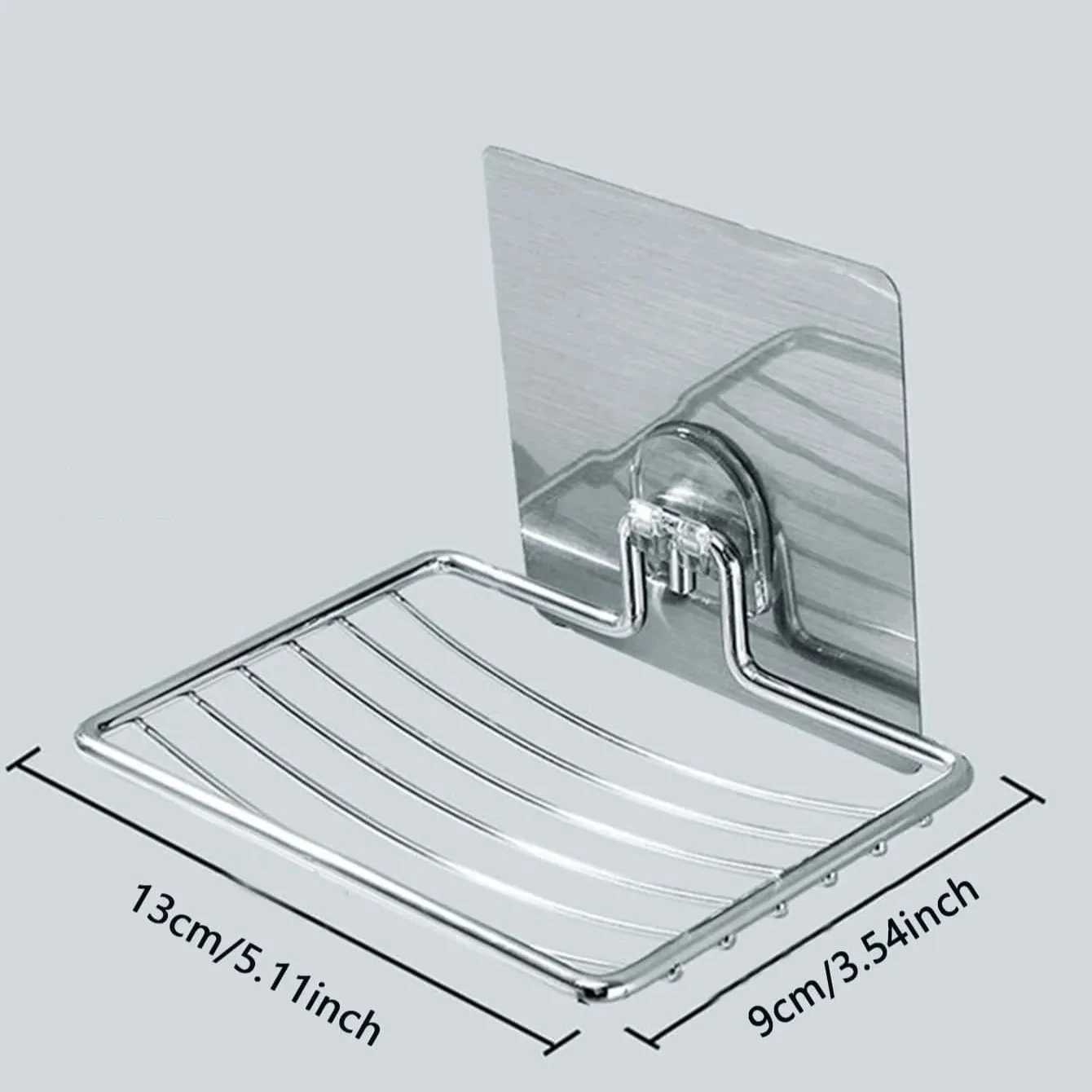Soap Rack Stainless Steel Soap Rack Punch-free Nail-free Bathroom Single Layer Drain Wall Hanging Sucker Soap Box Light Luxury Shelf 1PC