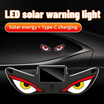 Solar Demon's Eye Car Dynamic Eyes LED Light Blinking Moving Eyes Car Lights Ambience Lamp Decoration No Wiring Required 1