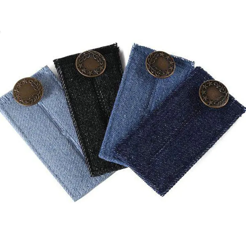 

2 PCs Waist Extension Belt Buckles Waist of Trousers Adjustable Jeans Expanded Pants Elastic Buckle Denim Fabric