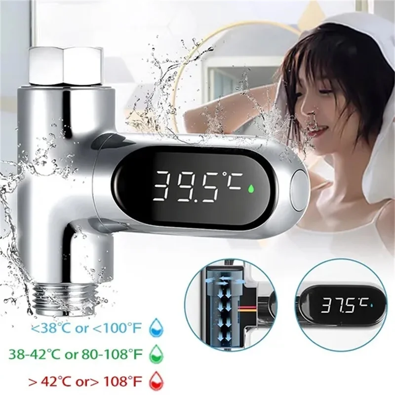 LEDDisplayDigitalShowerThermometersBathTemperatureMonitor360