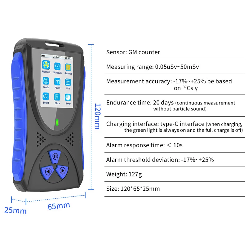 Radiation Detector HFS-10 High-Sensitivity Dose Alarm X &Beta; &Gamma; Rays Nuclear Radiation Detector 0.05uSv-50mSv Geiger Counter with Alarm Function radiation detector,geiger counter