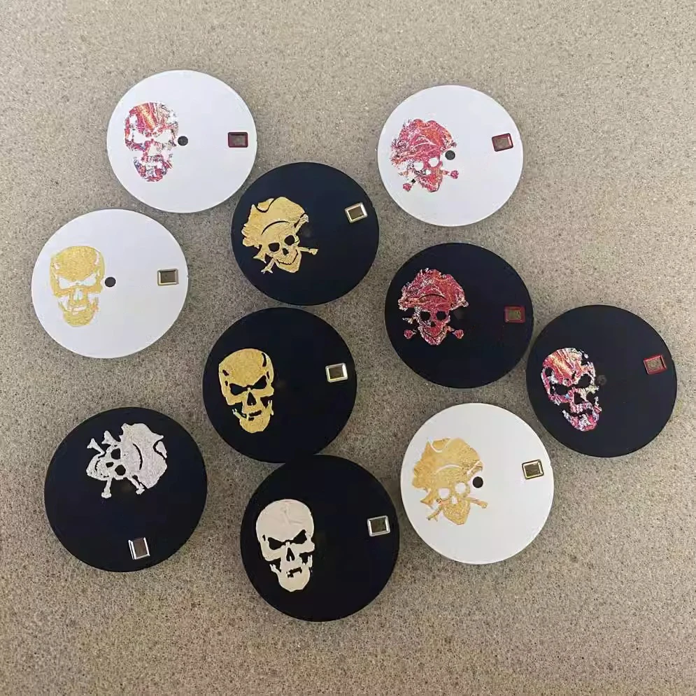 Pirate Skull Skx Dial Nh35 Nh36 Green Luminous S Dial 25.5Mm Bianco Blu Nero Verde Verde Grigio Dial Modifica Accessori Per Orologi