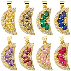 Juya 18K Real Gold Plated Micro Pave Colorful Cubic Zirconia Lemon Charms For DIY Women Fashion Pendant Jewelry Making
