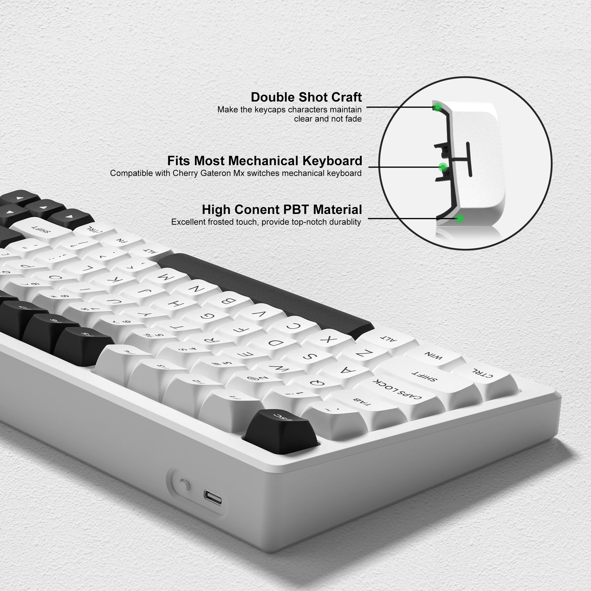 189 Key PBT Double Shot Key Cap WOB ISA Profile Keyboard Keycaps