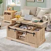 A 46 "recessed lift top coffee table with sliding doors, with adjustable storage racks and hidden compartments 1