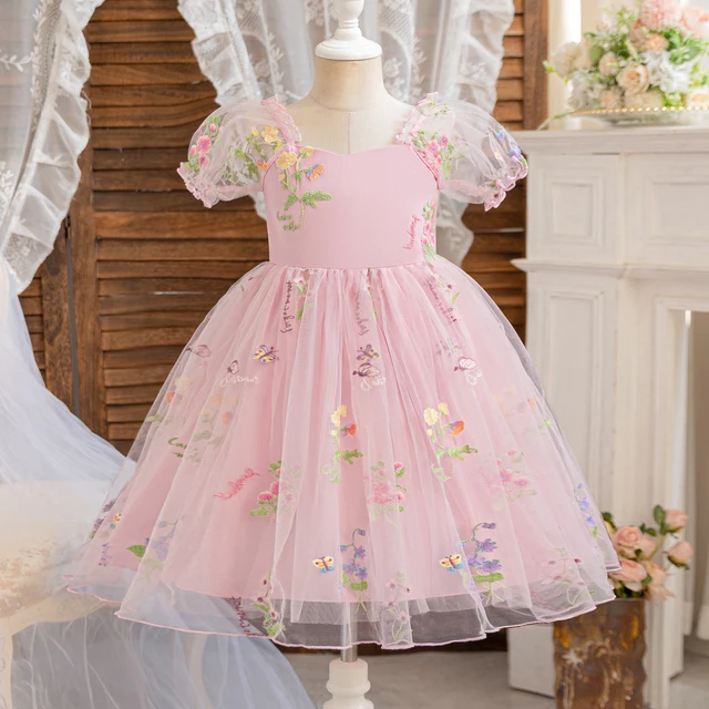 Robe De Baptême Princesse FYMNSI - Tulle Avec Papillons - Pour Enfants 12 Mois à 6 Ans - Polyester