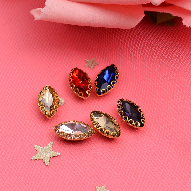 Claw Rhinestones Mix Color Horse eye Flatback Sewing Rhinestones Shiny Crystals Stones Gold Base Sew On For Clothes sew on rhinestones non hot fix rhinestones sewing rhinestones non hotfix rhinestones rhinestone accessories