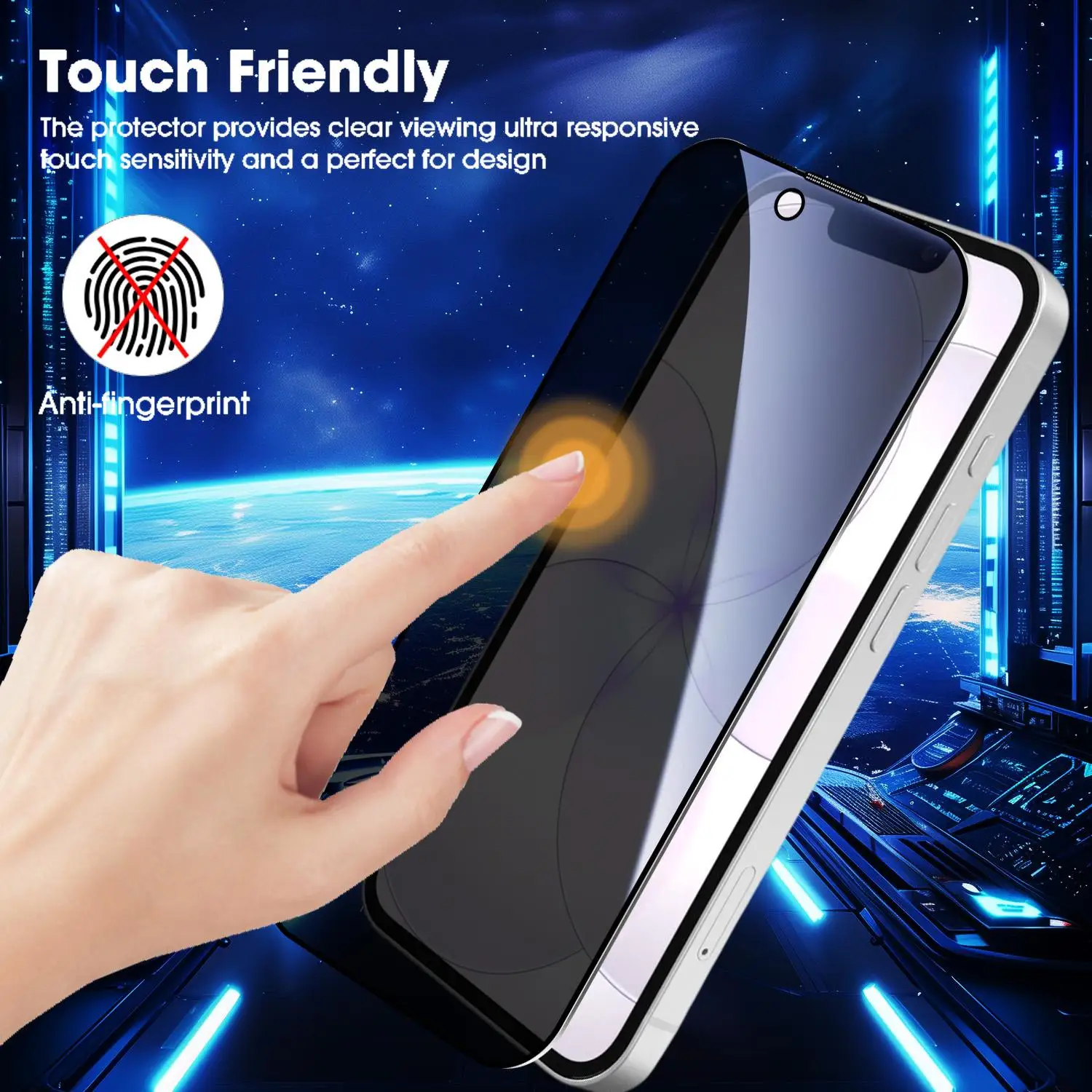 Enhanced Privacy Screen Protector - Anti-Peep Tempered Glass with Easy Installation Kit, 9H Hardness