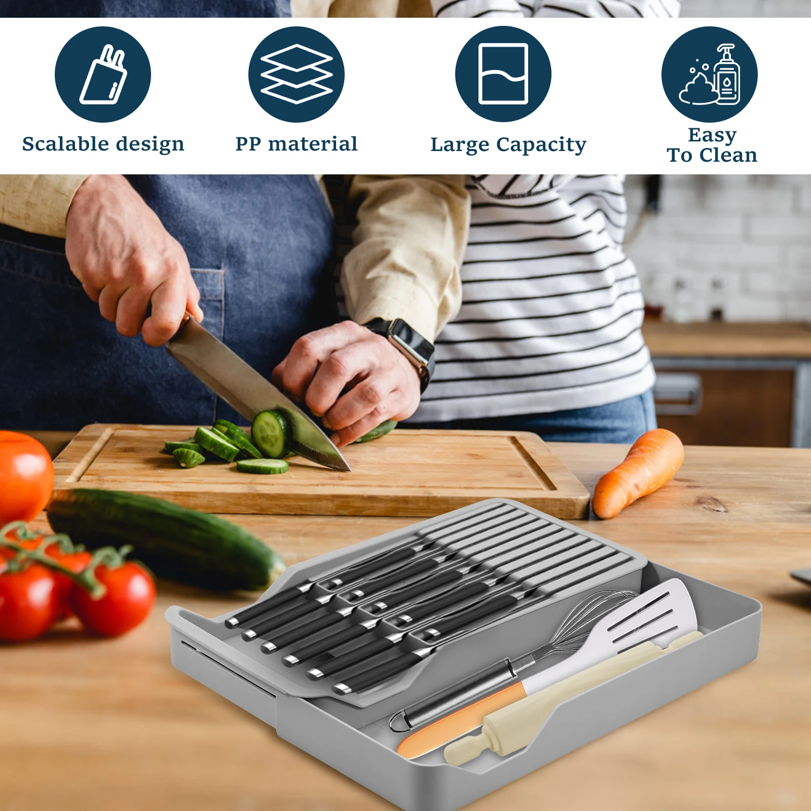 Silverware Drawer Organizer Kitchen Utensil Tray