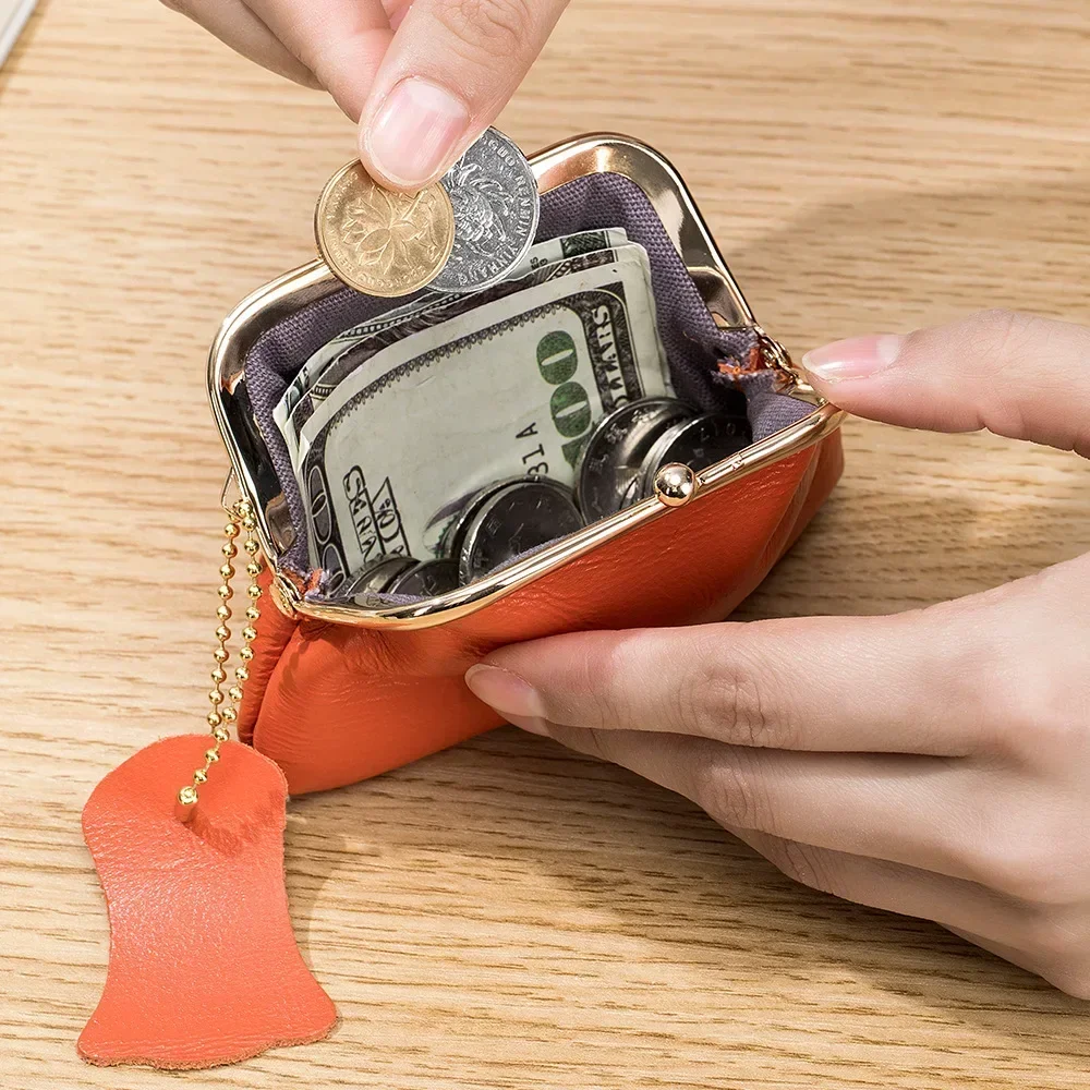 Women Small Coin Purse Genuine Cow Leather Ladies Fashion Card Holder Wallets Small Purses Elegant Bags