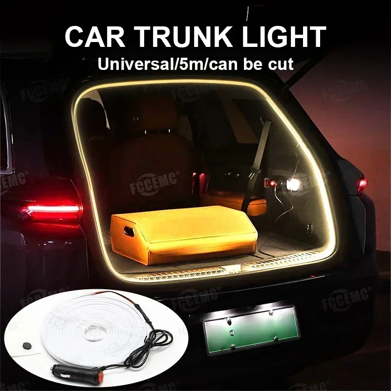 Car Trunk Led Lamp Strip for Tesla Audi Benz BMW Volvo 2025 Sedan SUV Universal Cigarette Lighter Electric Tailbox Lights
