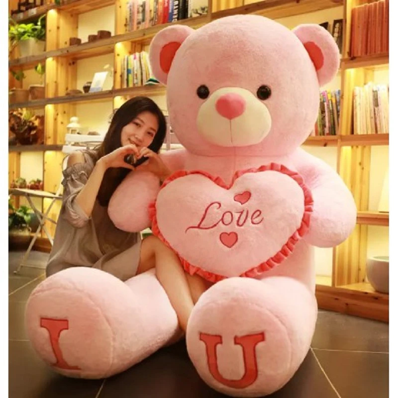 Schrijf op Buik Handel 80/100Cm Grote Roze Knuffel Teddybeer Giant Knuffels Verjaardag  Valentijnsdag Gift Zacht Kussen Poppen grilfriend Meisje Vrouw|null| -  AliExpress