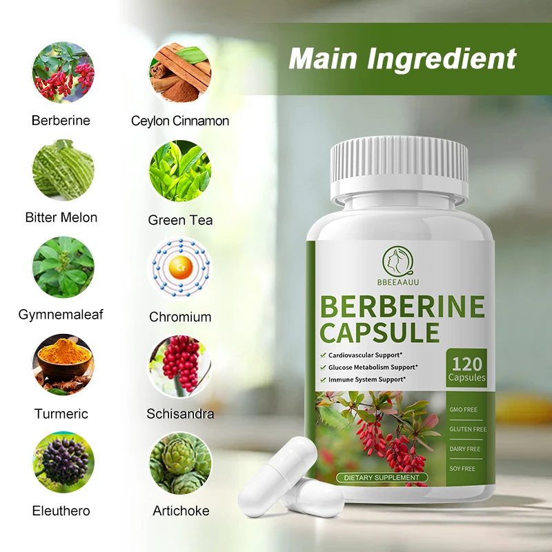 BBEEAAUU 10 in 1 Berberine & Bitter Melon Supplement Support Immune System & Cardiovascular Health Lower Blood Pressure