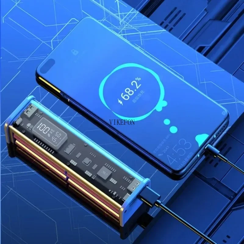 22.5W DIY Battery Charger Power Bank Case Transparent PD Fast Charging For 8PCS 18650 Polymer 20000mAh Battery Charging Box battery charger