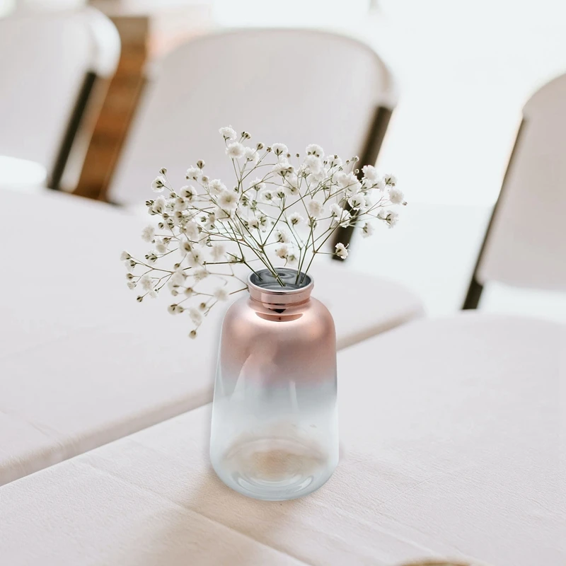 Hot Sale Glass Vase Nordic Electroplated Gold Vase Glass Flower Vases for Home Decor Dried Flower Bottle Bar Decoration 2