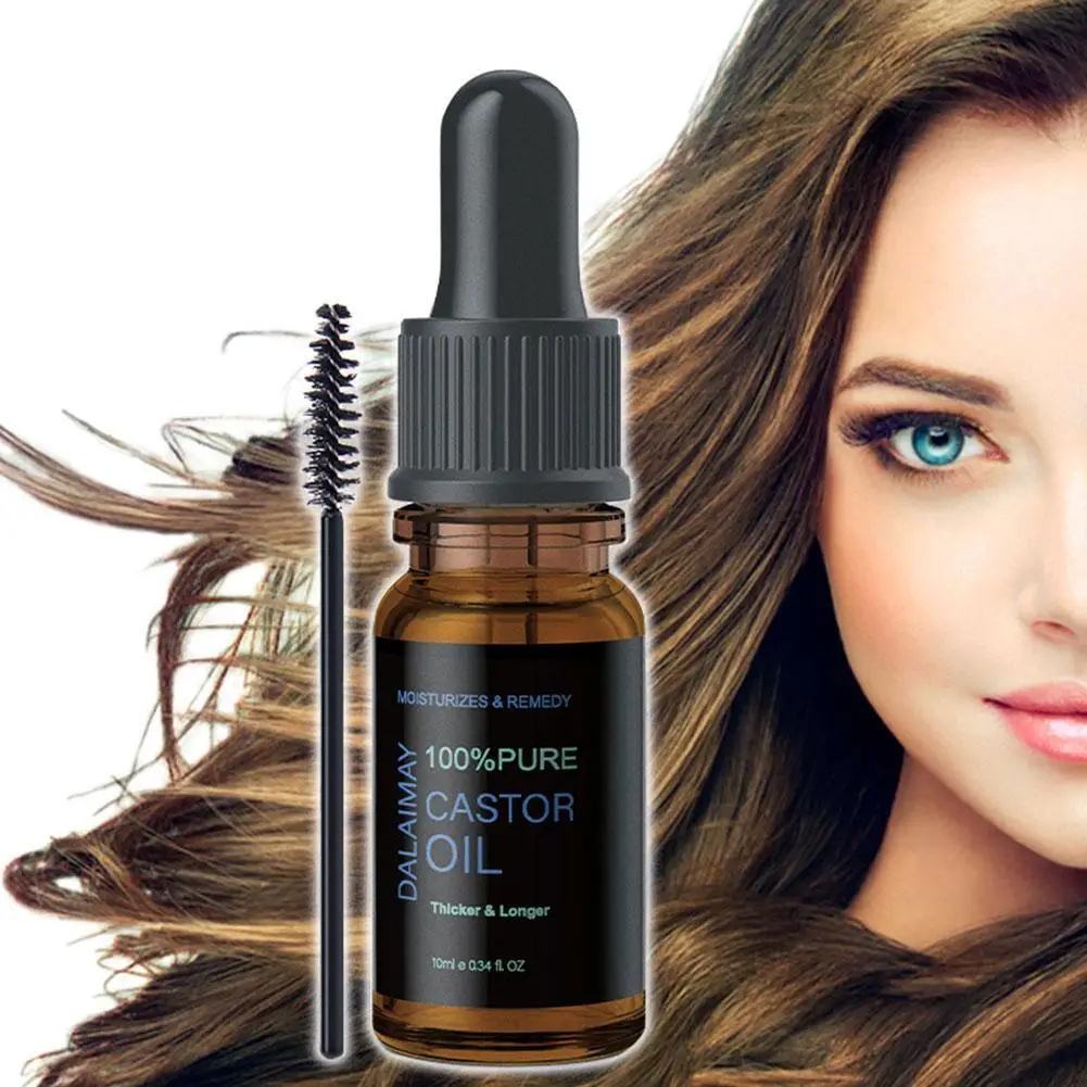 

10ML Castor Oil Hair Eyelash Brows Growth Essential Oil Prevent Skin Aging Castor Essence Moisturizer Skin Care For Women