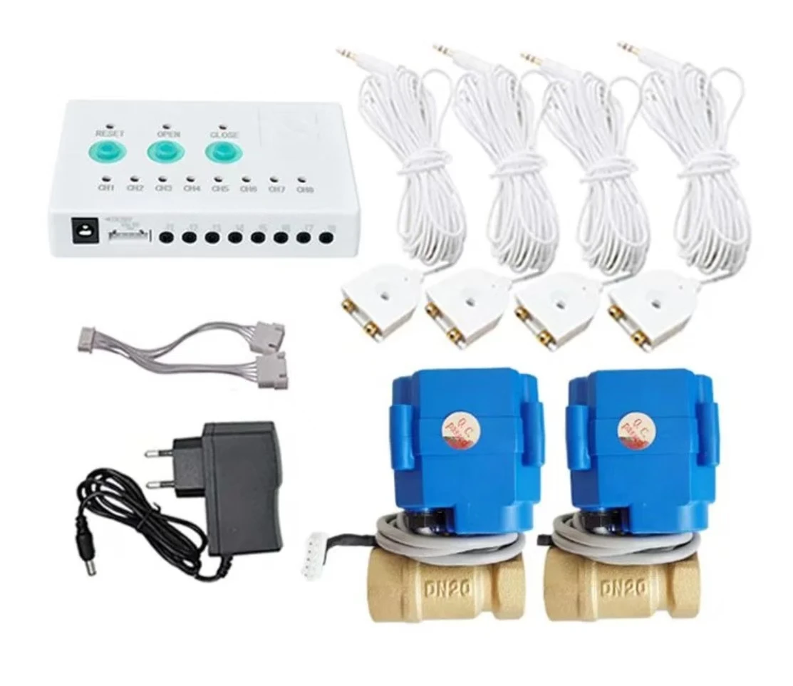 Water Leakage Alarm Device with Brass Smart Valve DN15/DN20/DN25 & 2pcs 6-Meter Long Water Sensor Protection Against Leaks