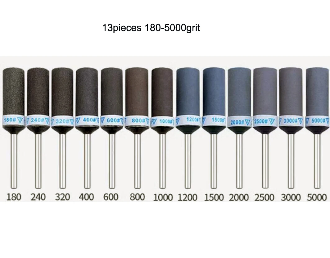 13 יחידות גריט 180 עד 5000 נייר שמירה על נייר שמירה רוטטיבי חותך 2.35mm ידית מקדח אברסיבי כלי עזר