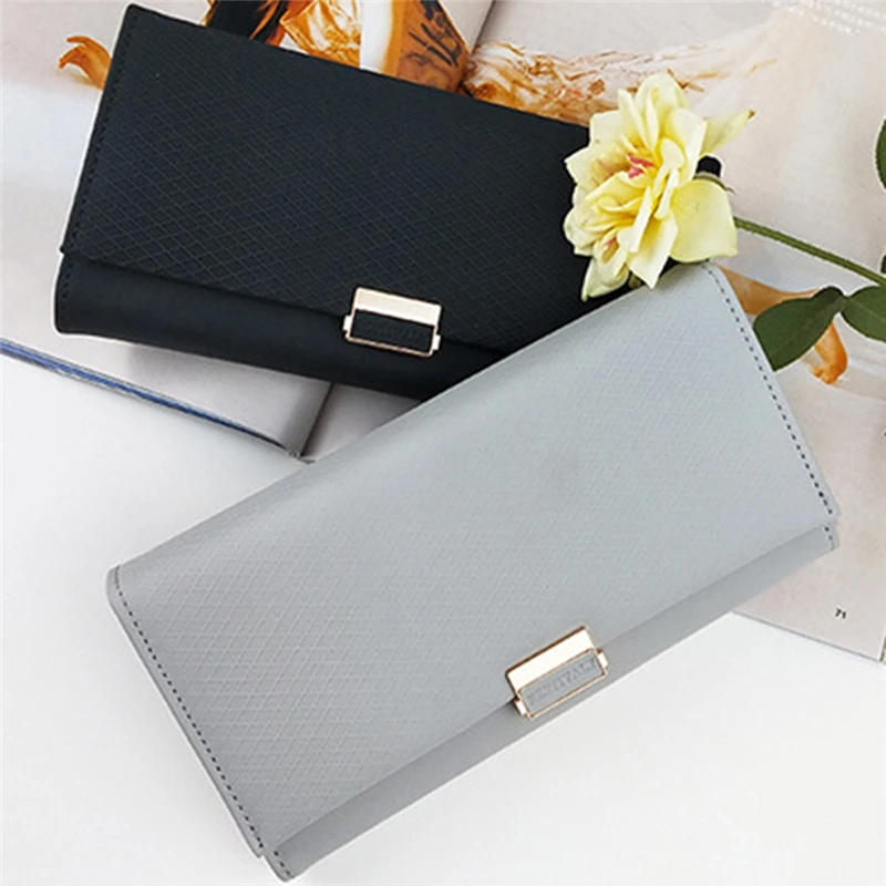 Women's Coin Purse Long Multi-Function Card Package Wallet Folding Solid Color Portable Simple Compact Bag 5 Colors |