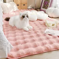 Bubble Plush Carpet Girl's Bedroom Bedside Mat Anti Slip Thick Fluffy Carpet Balcony Cushion Imitation Rabbit Hair Sofa Area Rug 1