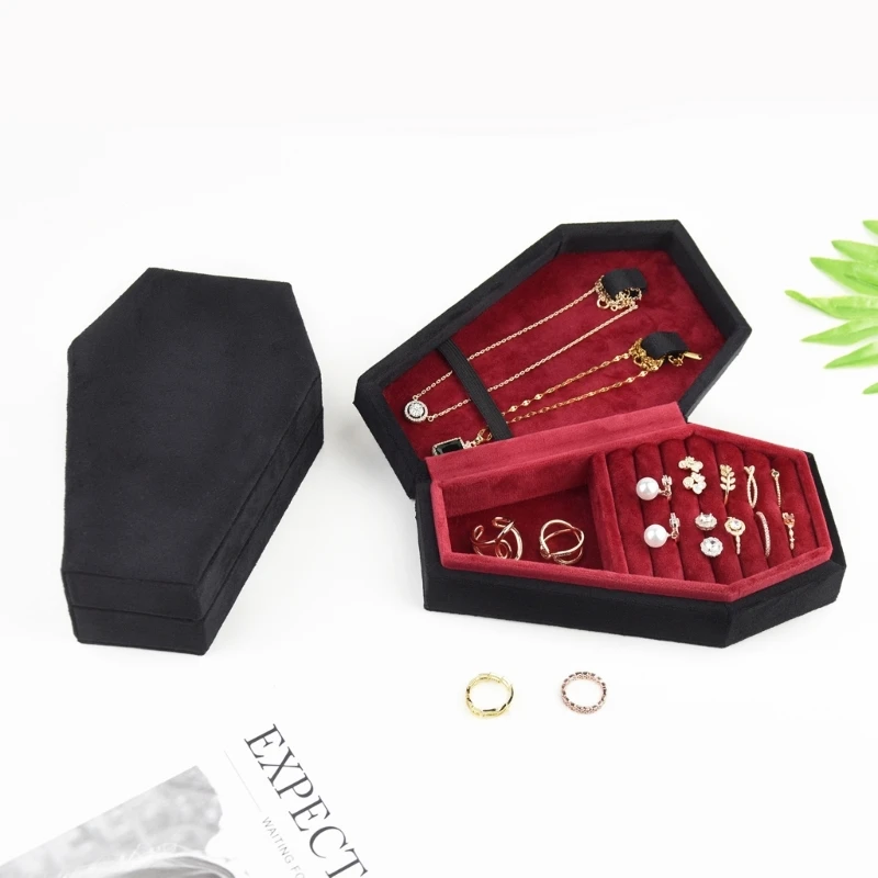 Coffin Shape Jewelry Storage Box Earring Ring Necklace Holder Display Box K3ND