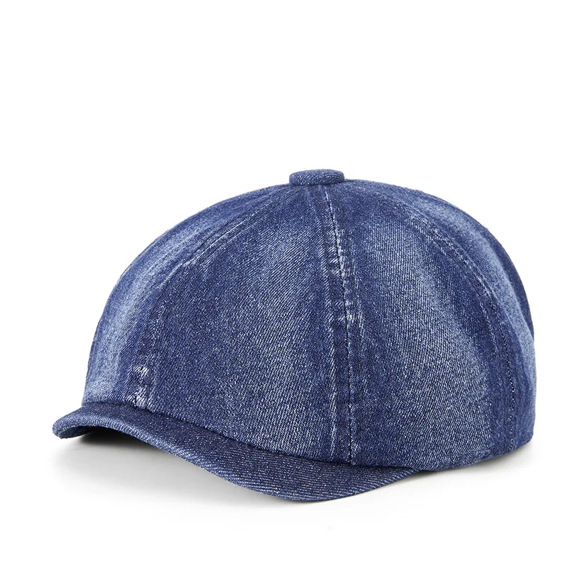 Denim Octagonal Hat Lady Cotton Beret Dad Ivy Cap Man Casual Newsboy Caps