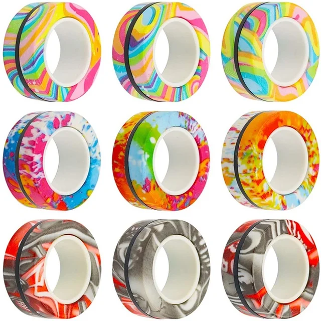Hot 3PCS Magnetic Spinne Fidget Ring Spinner Magnet Fidget Toys Unzip Antistress For Children Adult Magnetic Spinner Rings Toys 4
