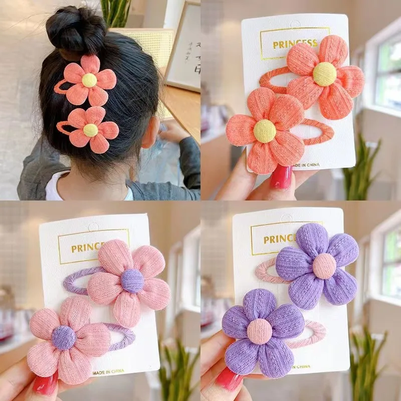 2024 New Children's Sunflower Hair Clip Girl Dopamine Flocking BB Clip Cute Side Bang Clip Does Not Hurt Hair Accessories