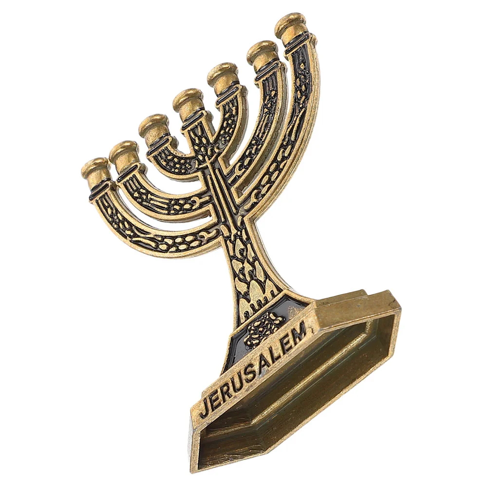 Hanukkah Traditional Chanukah Menorah 7 Branch Jerusalem Temple Holder Jewish Israel Candlestick Taper Holder candle holders