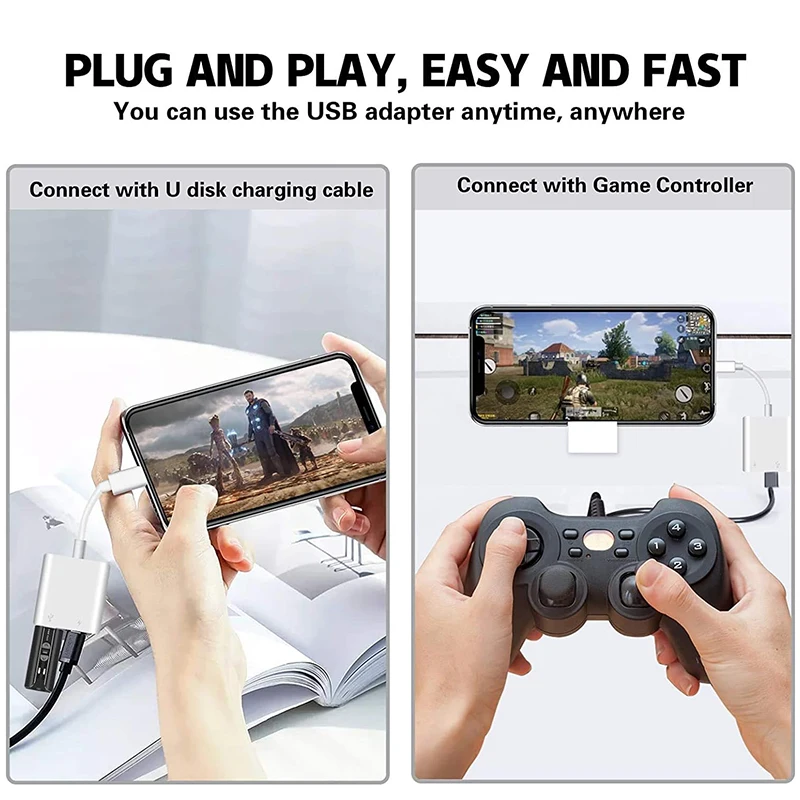 OTG Adapter Lightning To USB Cable 3.0 Converter For Mouse Keyboard Camera Card Reader For iPhone 14 13 12 11 Pro Max XR 8 Plus