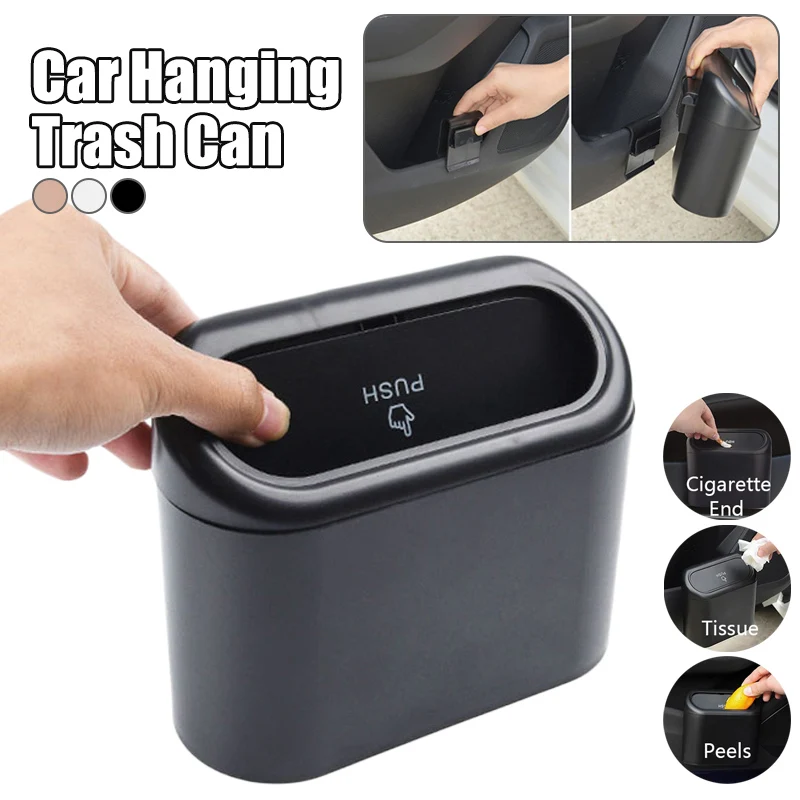

ABS Square Car Trash Can Hanging Side Door Vehicle Garbage Dust Case Waterproof Storage Pressing Trash Bin Car Accessories