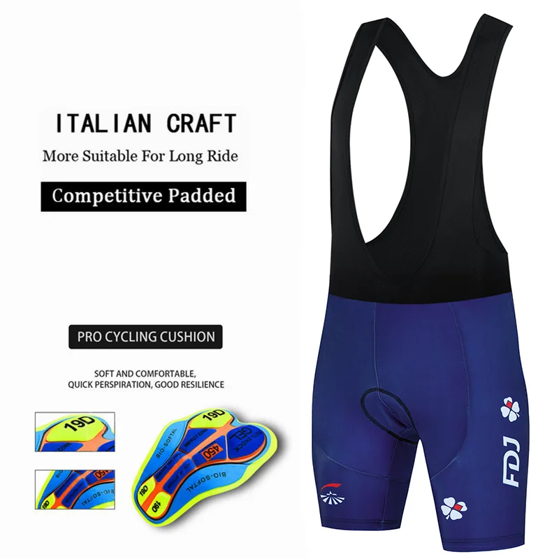 Groupama Fdj Team Blue Men's Cycling Bicycle Clothing, Bib Shorts with Gel Pad, 2024