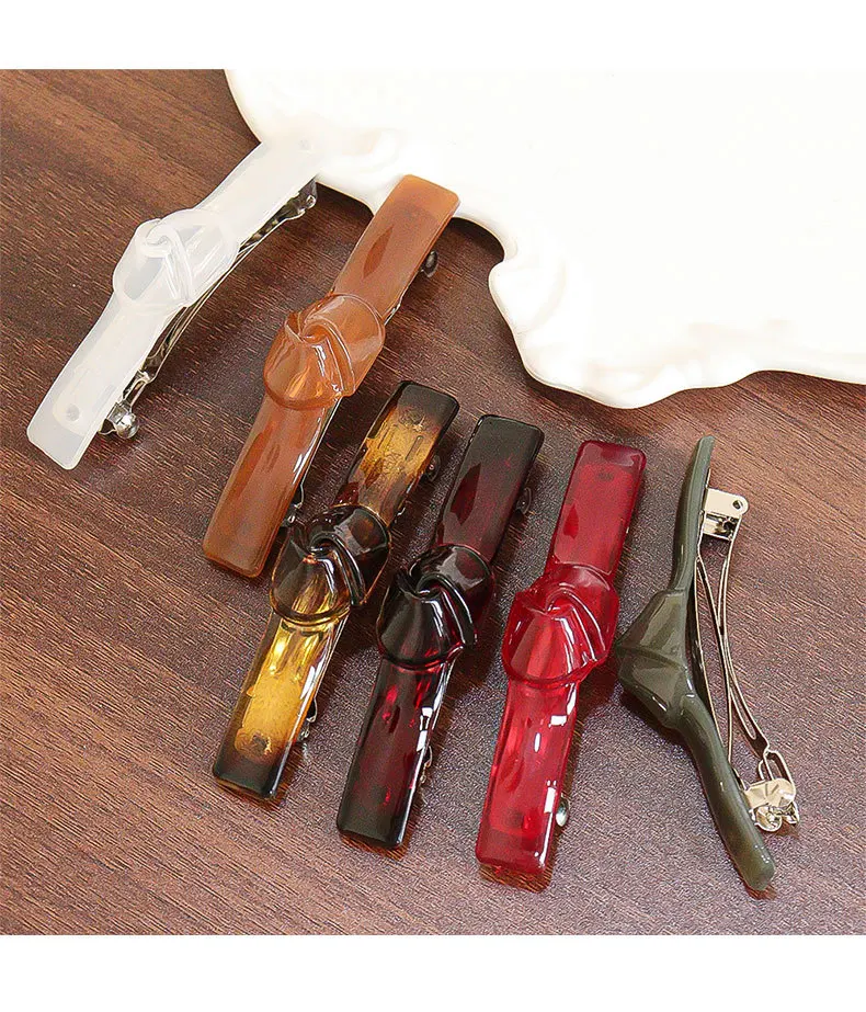 New PC material one-wordclip springclip temperament hairpin cute love hairpin hair accessories back head top clip headdress