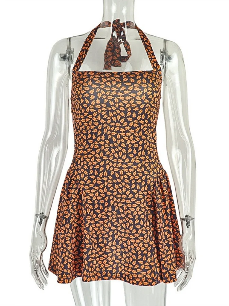 Wmstar Dress Women Wholesale Pleated Cinched Printed A Dresses One Shoulder Strapless Halter Neck Backless Short Luxury 2025