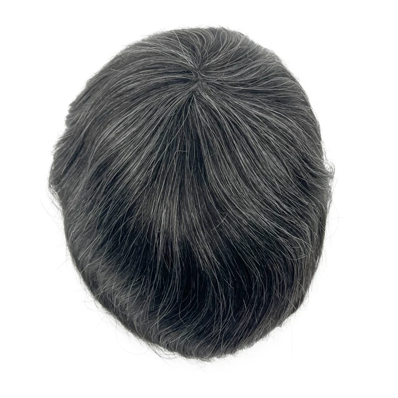 Ready Stock BIO Base Pu Skin With Swiss Lace Front Human Hair Men Toupee For Quick Delivery