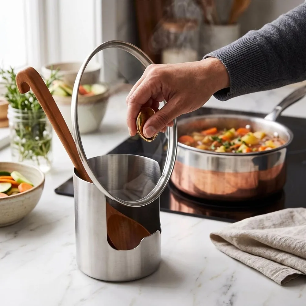 2 In1 Multi-Functional Kitchen Utensil Holder, Heavy Duty Stainless - Image 2