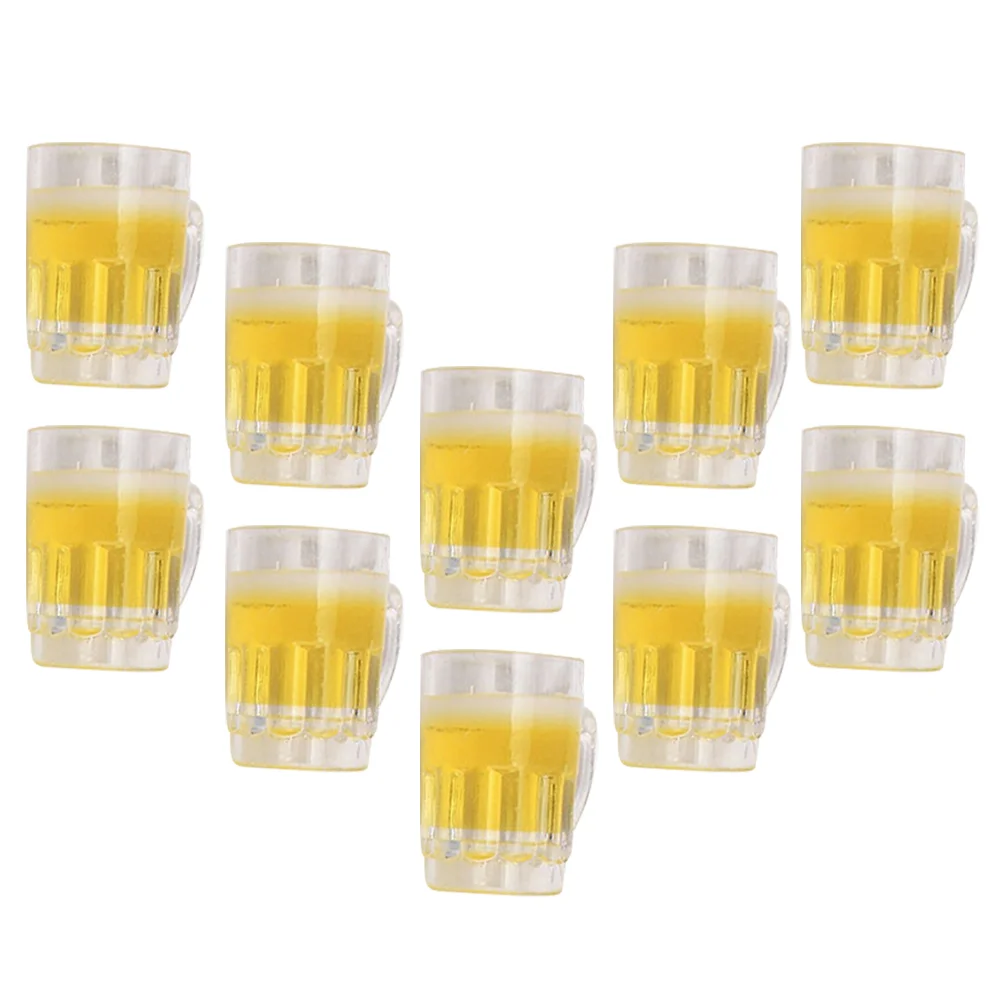 

10 Pcs Beer Mug Simulation Decorative Miniature Mugs Tiny House Kit Resin Dolls Cup Pendant Desktop Adorable Model Ornaments