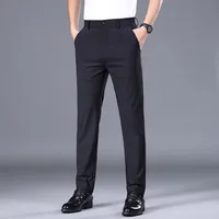 Male Pants Stretch Solid Black Smart Casual Men's Trousers Office Quick Dry Suit Pants New Spring Autumn Korean Straight Pants
