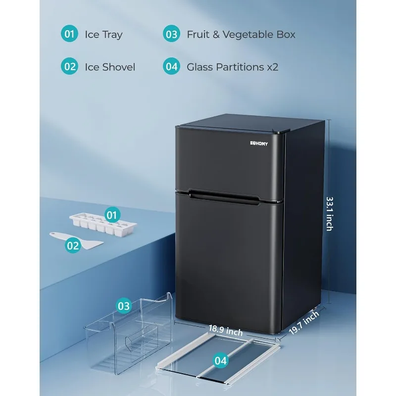 EUHOMY Mini Fridge with Freezer, 3.2 Cu.Ft Mini Refrigerator, Dorm Fridge with 2 Door For Bedroom/Apartment/Office-Food 6 EUHOMY Mini Fridge with Freezer, 3.2 Cu.Ft Mini Refrigerator, Dorm Fridge with 2 Door For Bedroom/Apartment/Office-Food 6