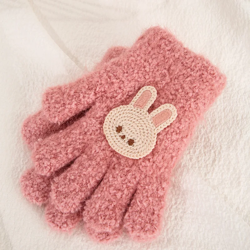 Winter Gloves Baby Mittens Thick Velvet Children Gloves Cold Resistant Warm Kids Split Finger Gloves Cute Cartoon Bear Glove Winter Baby Mittens 1-3year