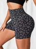 High waist peach hip quick-drying tight-fitting wearing European and American leopard yoga pants summer new shorts. 3