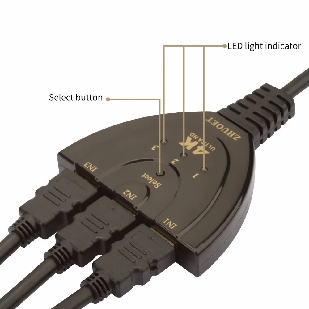 Mini 4K 1080P 3 Input 1 Output HDMI-Compatible Switch Switcher Splitter Port For PC TV Media Box DVD Player S03