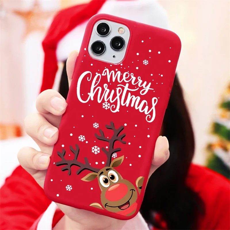Festive Cartoon Christmas Silicone Shockproof Phone Case - New Year Gift Edition