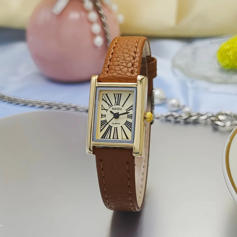Elegant Women's Luxury Quartz Watch with Leather Strap and Roman Dial - Perfect Gift