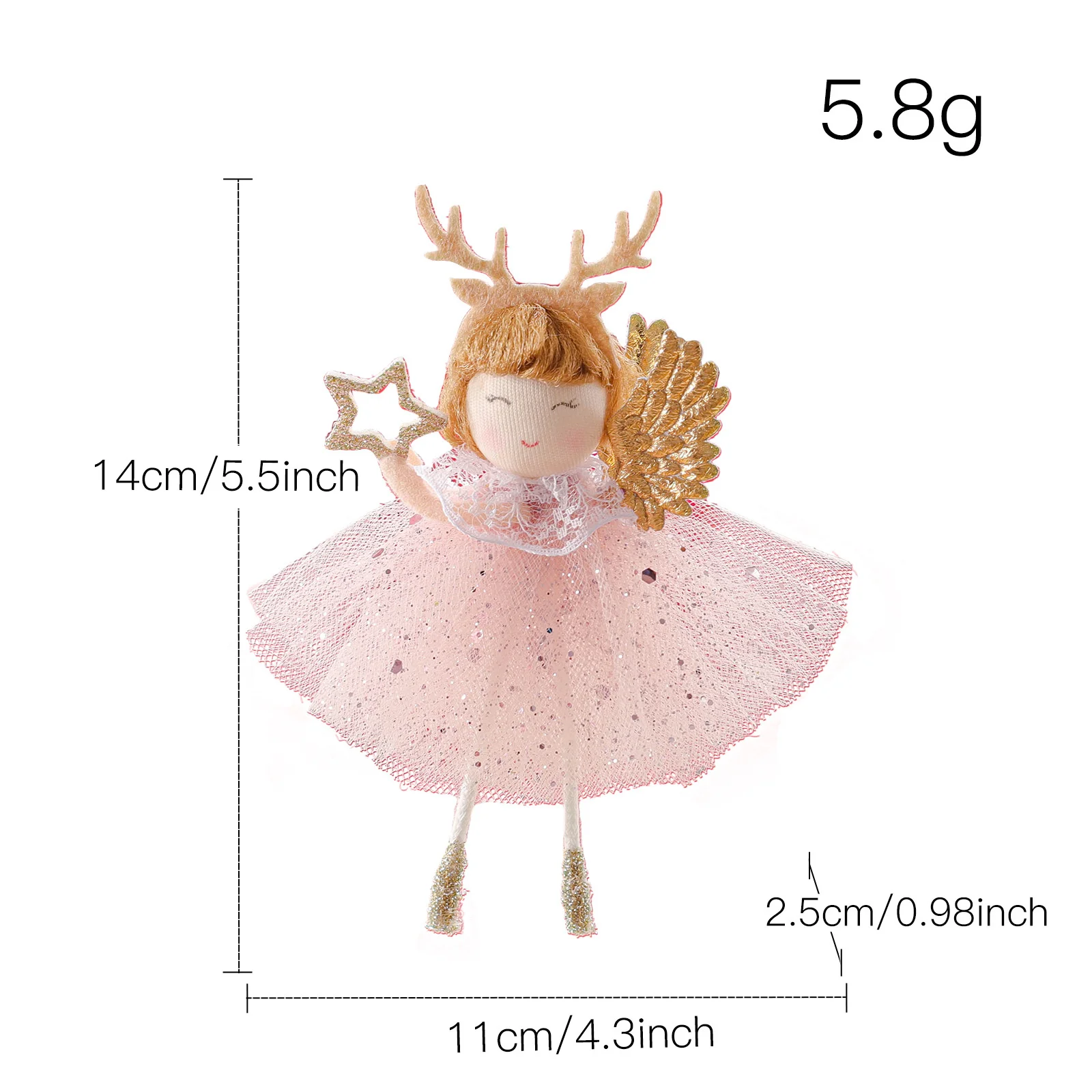 80pcs New Deer Horn Long Legged Angel Girl Doll Pendant Christmas Tree Decoration Small Pendant Accessories
