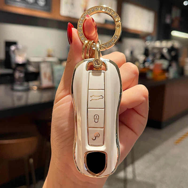

3 Button TPU Car Remote Key Case Cover For Porsche Panamera Cayenne 971 911 9YA Macan Boxster Smart Keyless Protector Holder Fob
