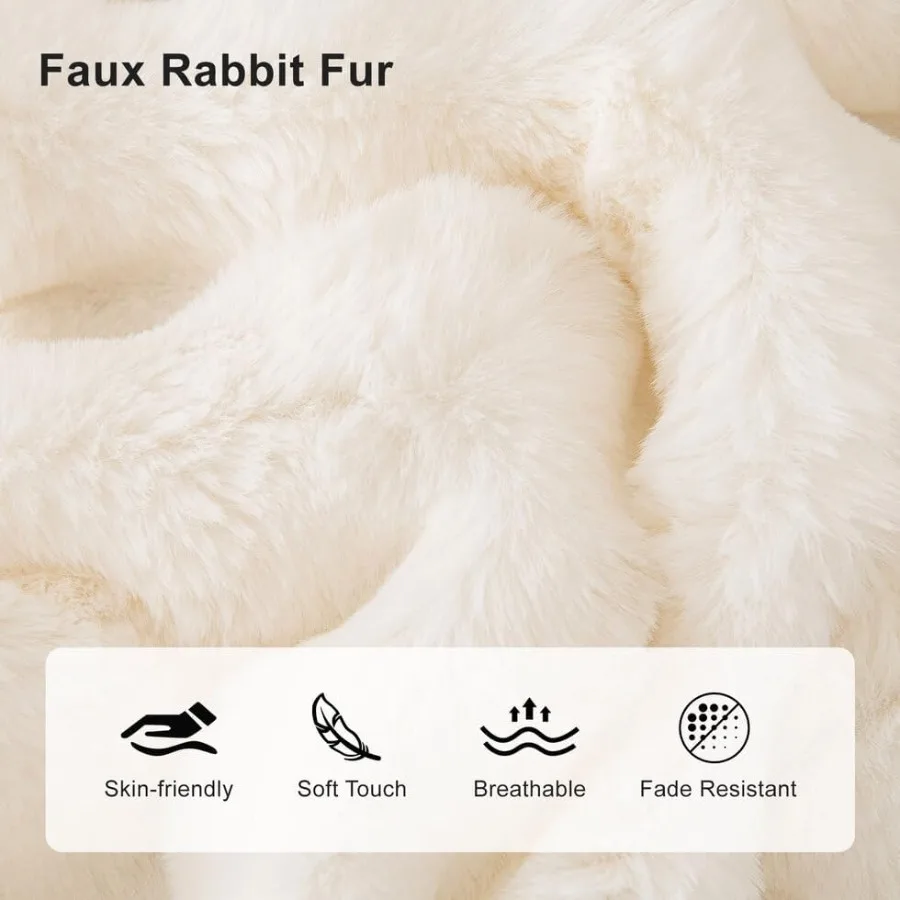 Cozy Faux Fur Couch Cover Large Fuzzy Blanket for Sofabed Loveseat Thick Cozy Shaggy Sofa Slipcover for Sectional L Shaped Sofa