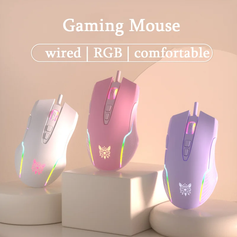 Usb Prendeu o Rato do Jogo Rosa Roxo Ergonômico 6400 Dpi Ótico Rgb Luminoso para o Computador Portátil Desktop - Imagem 5