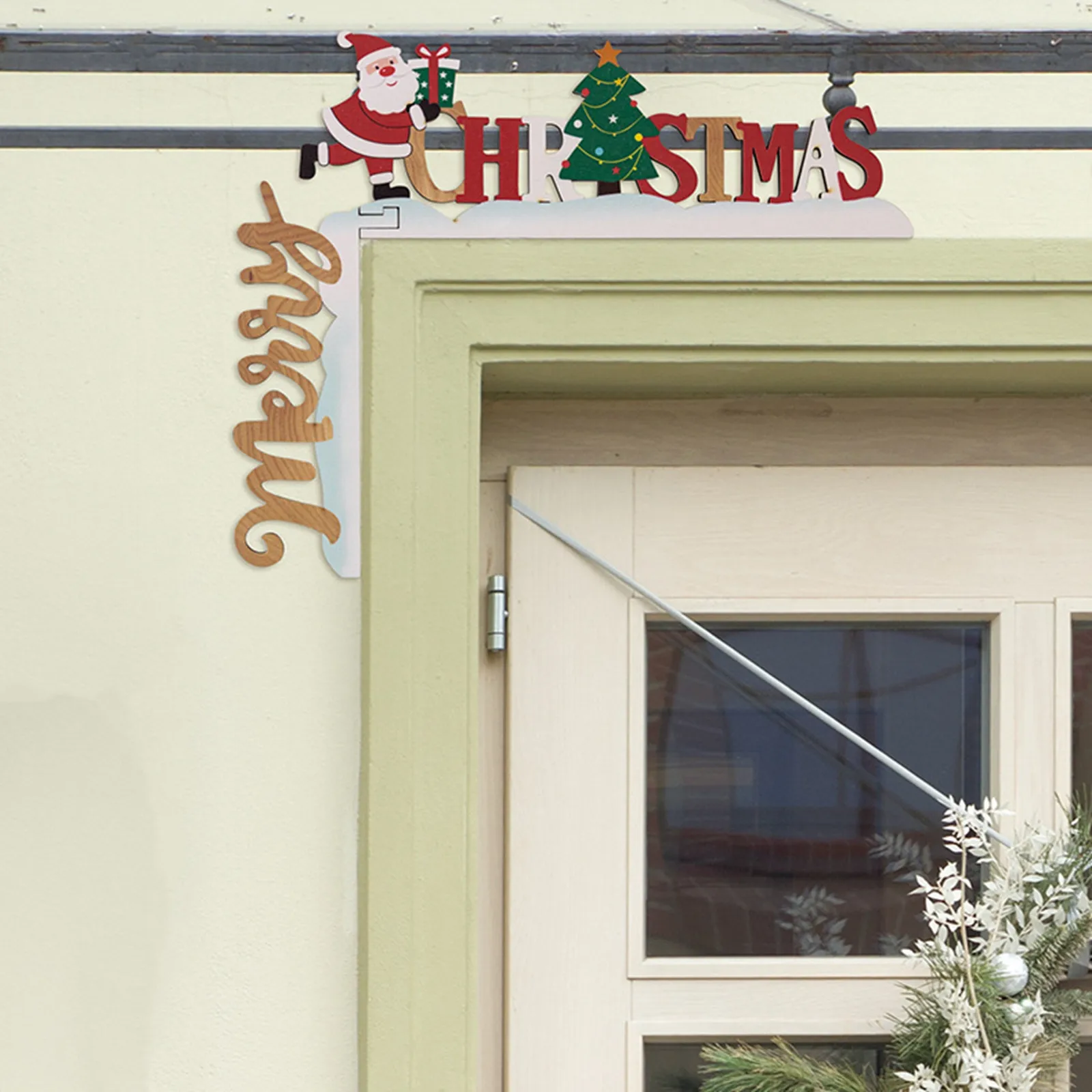 

2023 мультяшное Рождественское украшение для дверной рамы, Санта-Клаус, ангел, лось, деревянное Рождественское украшение для двери, Угловое украшение для дома, Рождественское украшение