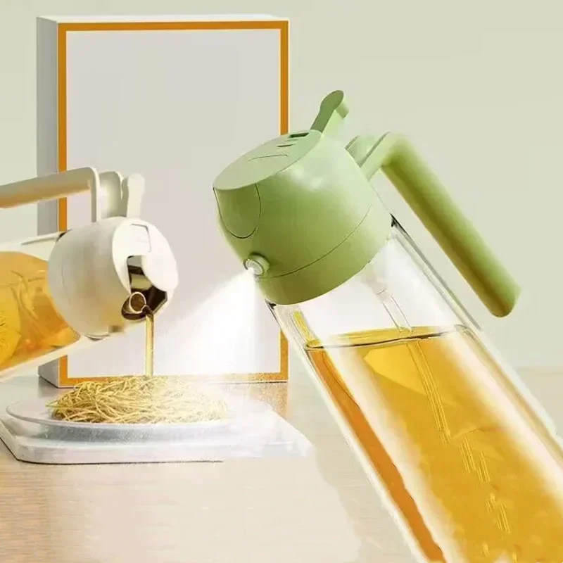 2-in-1 Oil Dispenser Bottle Household Kitchen Leak-proof Olive-oil Bottle 470ml Oil Spray Bottles Seasoning Bottles Cooking Tool